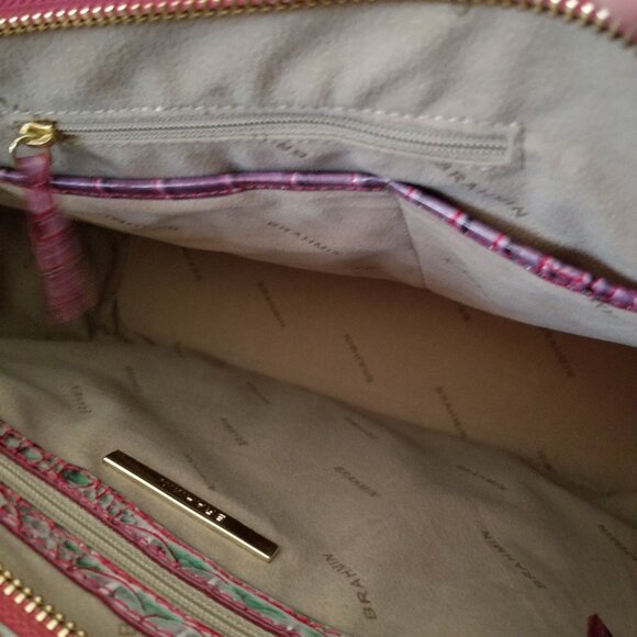 Brahmin Pink Purple Green Hombre Croc Embossed Purse Shoulder Handbag - Picture 5 of 11